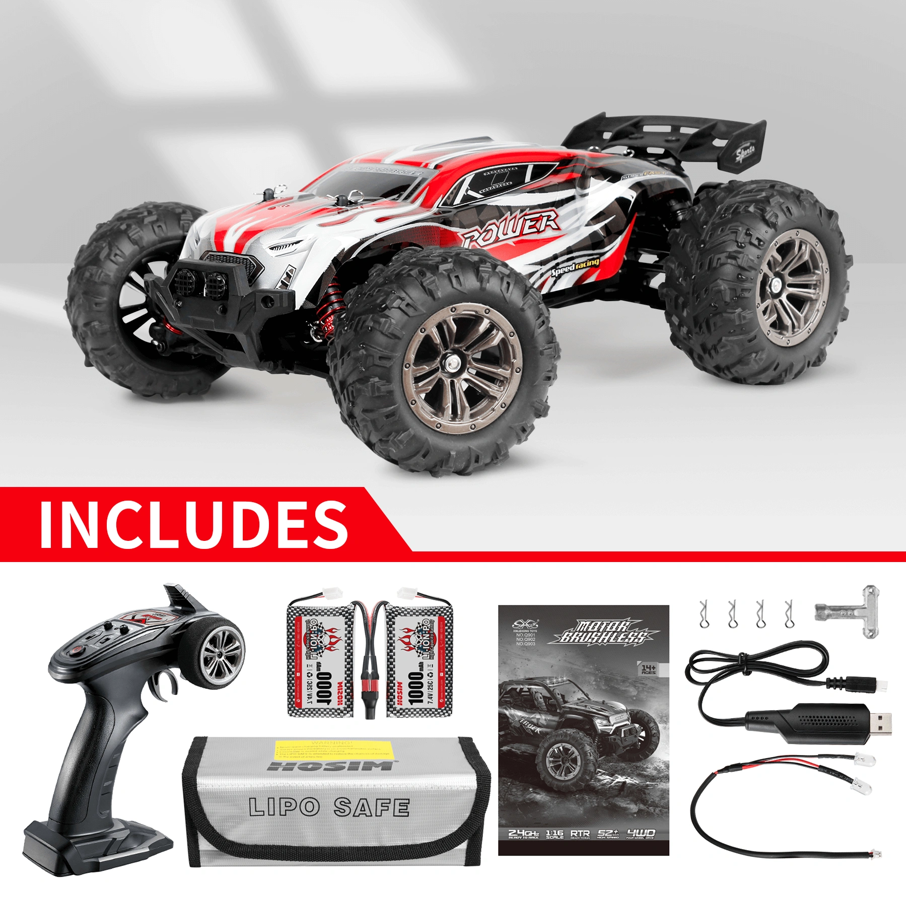 Hosim Q905 Unleashed: 1:16 Scale Brushless Monster Truck for Extreme RC Fun!