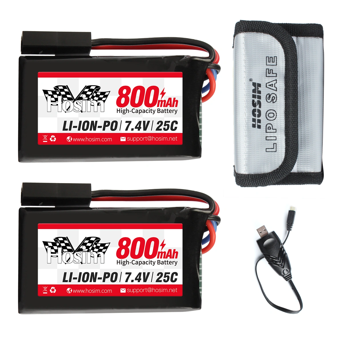 Power Up Your Hosim RC Car Double Pack 7.4V Batteries Ready to Race