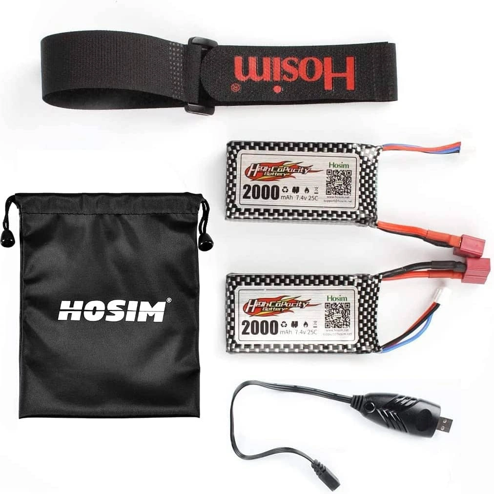 Double the Fun Power Up Your Hosim RC Truck with 7.4V 2000mAh Batteries 2-Pack!